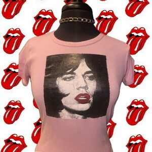 Smashing Grandpa Mick Jagger Glitter lips tee